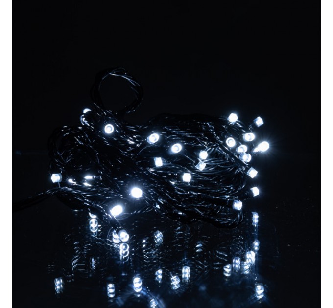 Гірлянда Нитка 50 LED 6 м чорна, білий