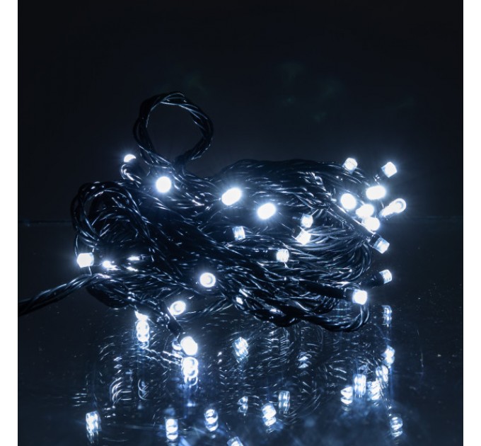 Гірлянда Нитка 50 LED 6 м чорна, білий
