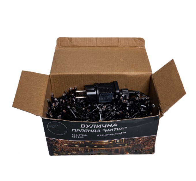 Гірлянда Нитка вулична 500 LED 50 м чорна, мультиколор