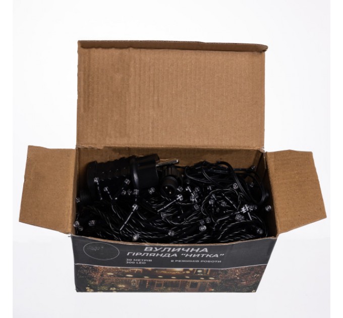 Гирлянда Нить уличная 300 LED 30 м от сети черная нить, синий