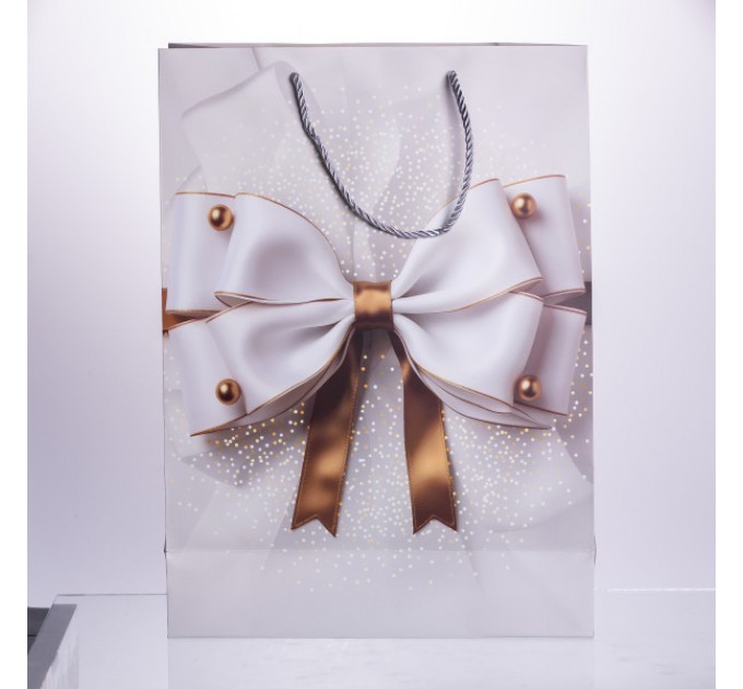 Подарунковий пакет з бантом 30*12*42 см 12 штук в упаковці