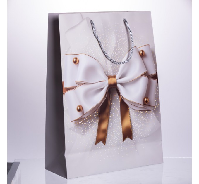 Подарунковий пакет з бантом 30*12*42 см 12 штук в упаковці