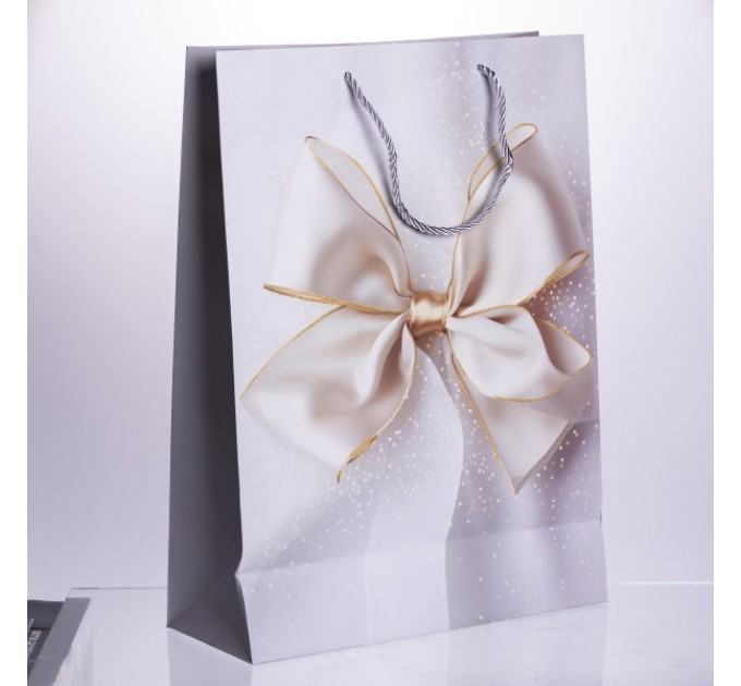 Подарунковий пакет з бантом 30*12*42 см 12 штук в упаковці