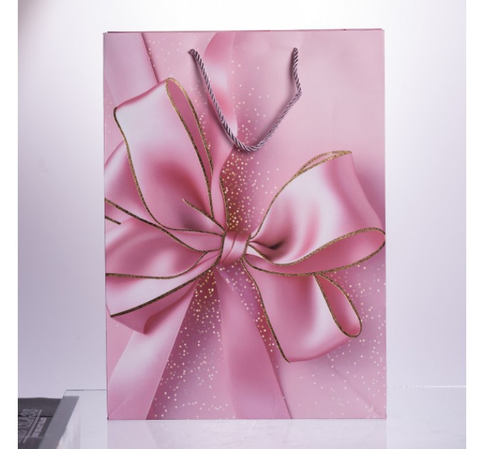 Подарунковий пакет з бантом 30*12*42 см 12 штук в упаковці