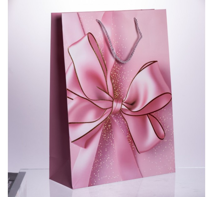 Подарунковий пакет з бантом 30*12*42 см 12 штук в упаковці