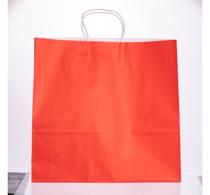 Подарунковий пакет 42*14*40 см крафтовий 12 штук в упаковці, червоний