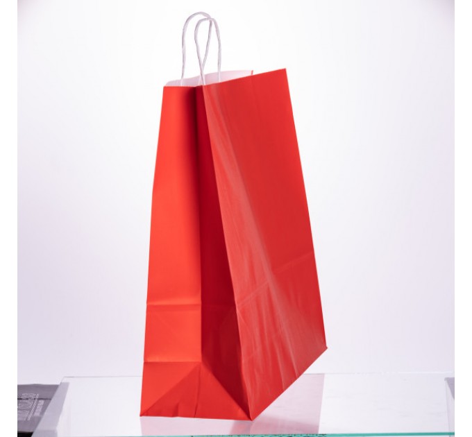 Подарунковий пакет 42*14*40 см крафтовий 12 штук в упаковці, червоний