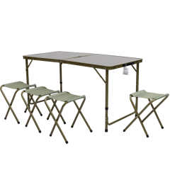 Стіл для пікніка розкладний зі стільцями 120*60*70/61/54 см, хакі