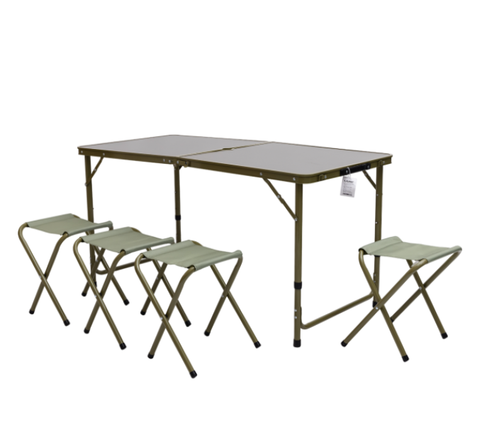 Стіл для пікніка розкладний зі стільцями 120*60*70/61/54 см, хакі