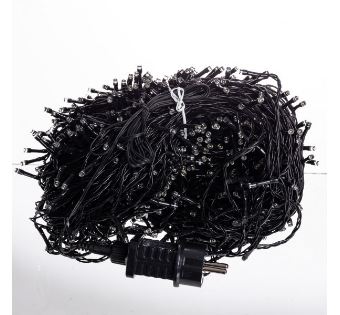 Гірлянда Нитка вулична 1000 LED 100 м чорна, білий