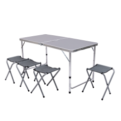 Стіл для пікніка розкладний зі стільцями 120*60*70/61/54 см, сірий