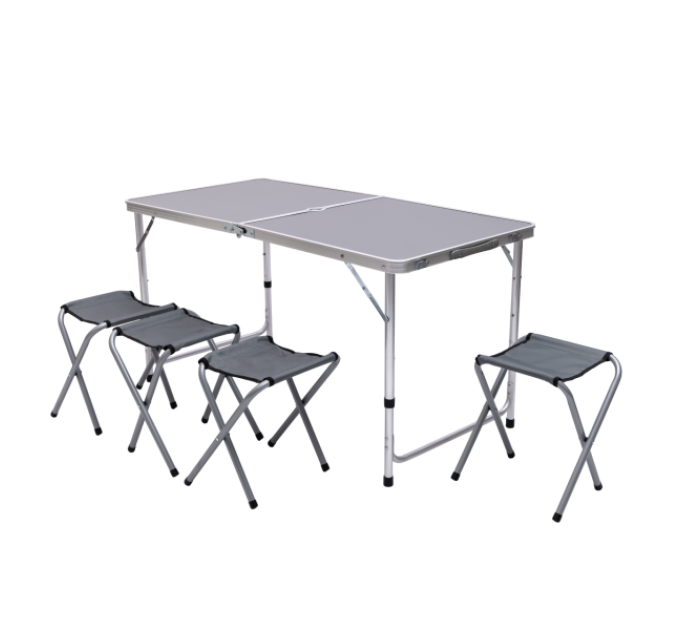Стіл для пікніка розкладний зі стільцями 120*60*70/61/54 см, сірий Стіл для пікніка розкладний зі стільцями 120*60*70/61/54 см, сірий