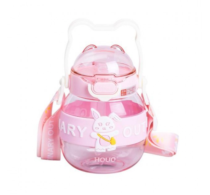 Детская бутылка для воды 580 мл с ручкой, розовый