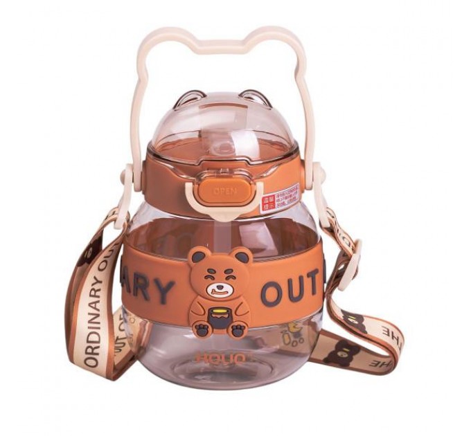 Детская бутылка для воды 580 мл с ручкой, коричневый