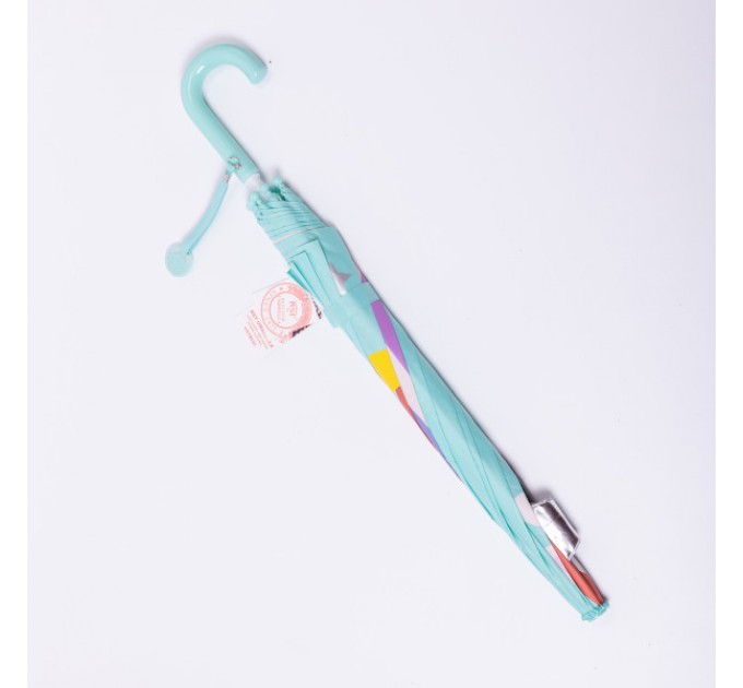 Детский зонт-трость механический с 3D-ушками сложный 89 см, мятный