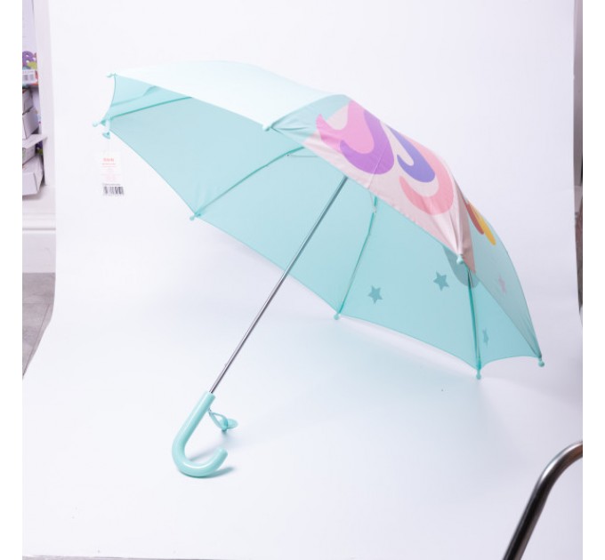 Детский зонт-трость механический с 3D-ушками сложный 89 см, мятный