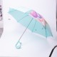 Дитяча парасоля-тростина механічна з 3D-вушками складна 89 см, м'ятний