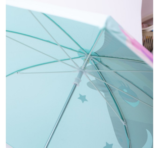Детский зонт-трость механический с 3D-ушками сложный 89 см, мятный