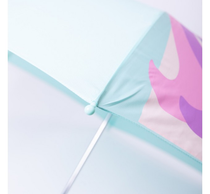 Детский зонт-трость механический с 3D-ушками сложный 89 см, мятный