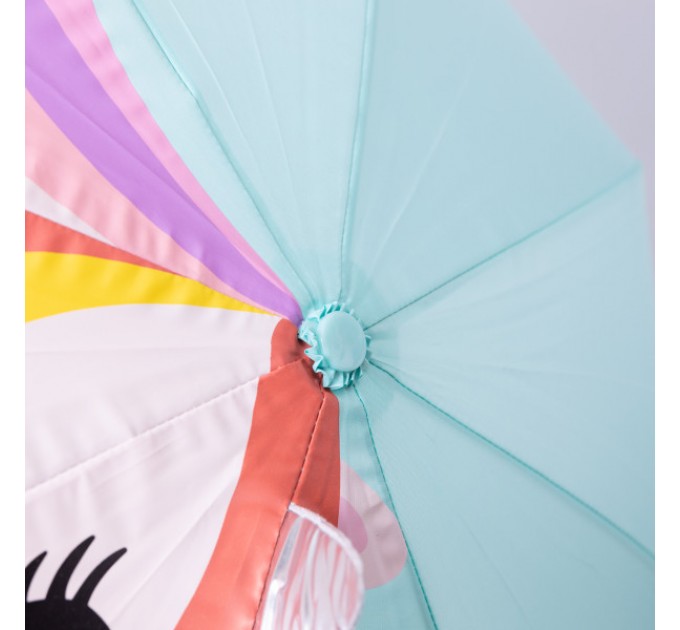 Детский зонт-трость механический с 3D-ушками сложный 89 см, мятный