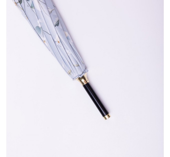 Зонтик тростник полуавтомат складной 99 см с цветочным принтом, голубой