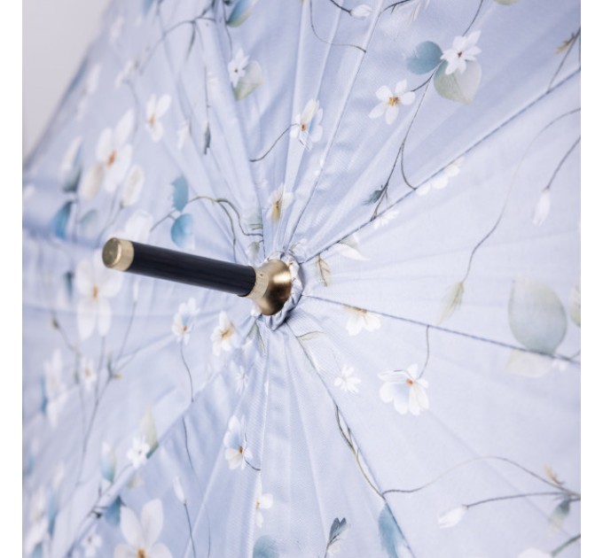 Зонтик тростник полуавтомат складной 99 см с цветочным принтом, голубой
