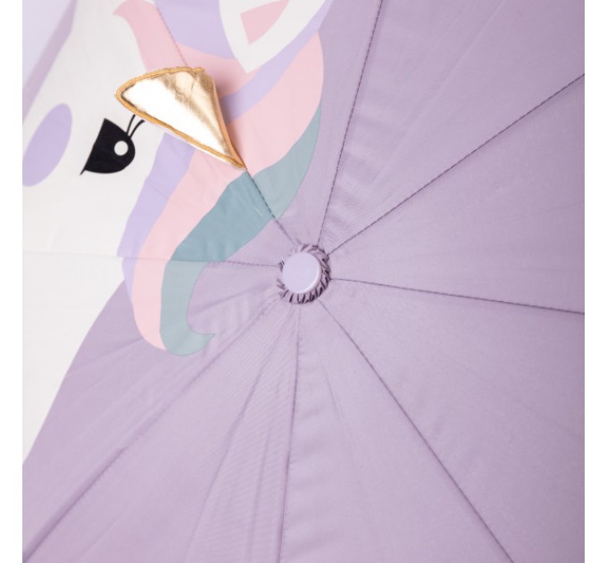 Детский зонт-трость механический с 3D-ушками сложный 89 см, фиолетовый