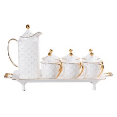 Чайний сервіз порцеляновий на 6 персон 8 предметів, білий