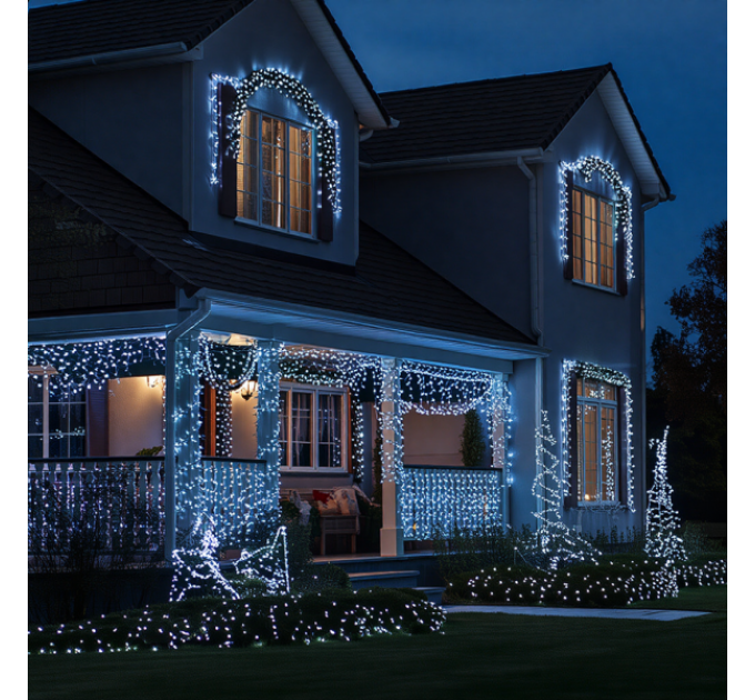 Гірлянда Нитка вулична 1000 LED 100 м чорна, білий