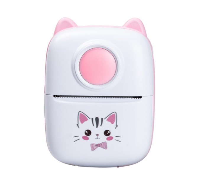 Дитячий міні-принтер портативний бездротовий акумуляторний з термодруком, рожевий