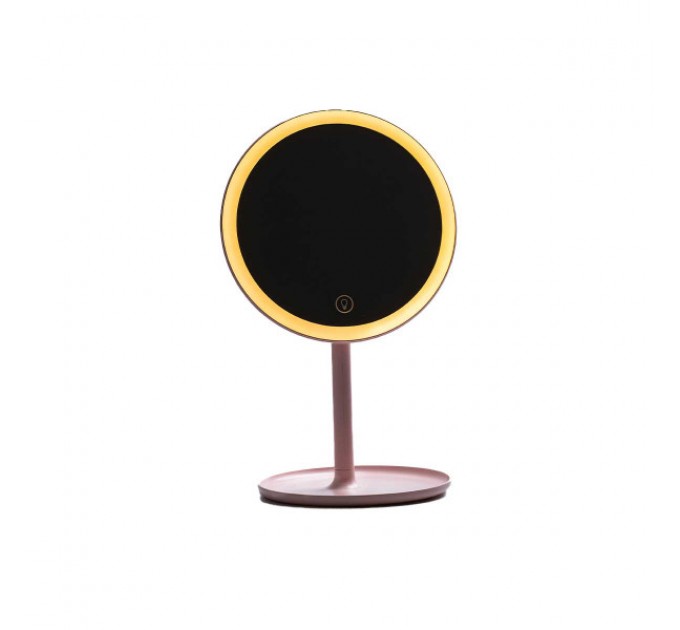 Косметичне дзеркало з LED-підсвіткою та збільшенням, рожевий