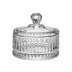 Цукрениця з кришкою з товстого скла ребриста, прозорий