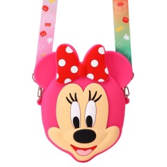 Сумочка-гаманець Мінні Маус силіконова на блискавці 15*13*3 см, малиновий