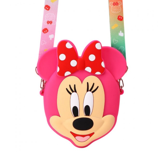 Сумочка-гаманець Мінні Маус силіконова на блискавці 15*13*3 см, малиновий