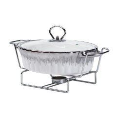 Мармітниця керамічна овальна 1 л зі скляною кришкою, хром Мармітниця керамічна овальна 1 л зі скляною кришкою, хром