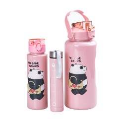 Набір пляшок для води Панда 300/700/2000 мл, рожевий