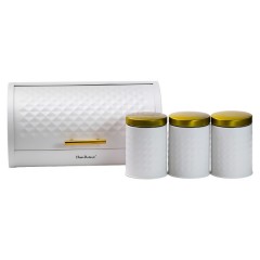 Набір для зберігання продуктів Haus Roland 4 штуки із сталі, білий із золотом