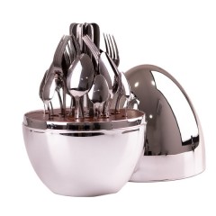 Набір столових приборів з нержавіючої сталі 24 штуки, срібло