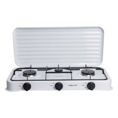 Настільна газова плита Sokany SK-6003 триконфоркова для балонного газу, білий