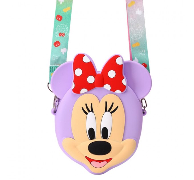 Сумочка-кошелек Мини Маус силиконовая на молнии 15*13*3 см, сиреневый