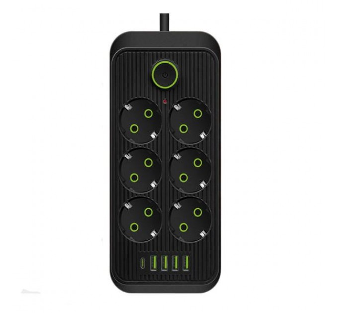 Мережевий фільтр-подовжувач SMART 6 розеток 5 USB 5 метрів, чорний