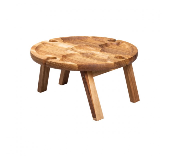 Винный столик-монажница круглый 35х35х18 см, дуб