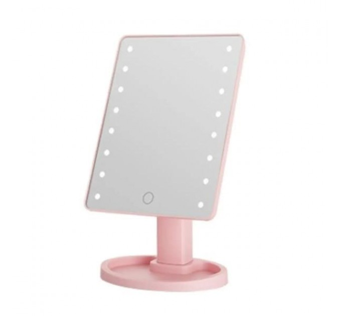 Косметичне дзеркало з LED-підсвіткою 16 світлодіодів, рожевий