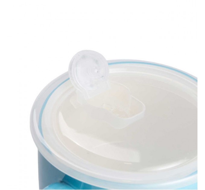 Миска для локшини порцелянова Summer Time 770 мл з герметичною кришкою, блакитний