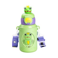 Термос детский Warm Friends 450 мл с силиконовым чехлом и ремешком, зеленый Термос детский Warm Friends 450 мл с силиконовым чехлом и ремешком, зеленый