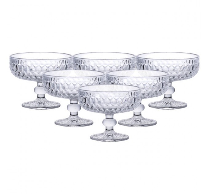 Набор креманок на ножке 6 штук из хрустального стекла, прозрачный