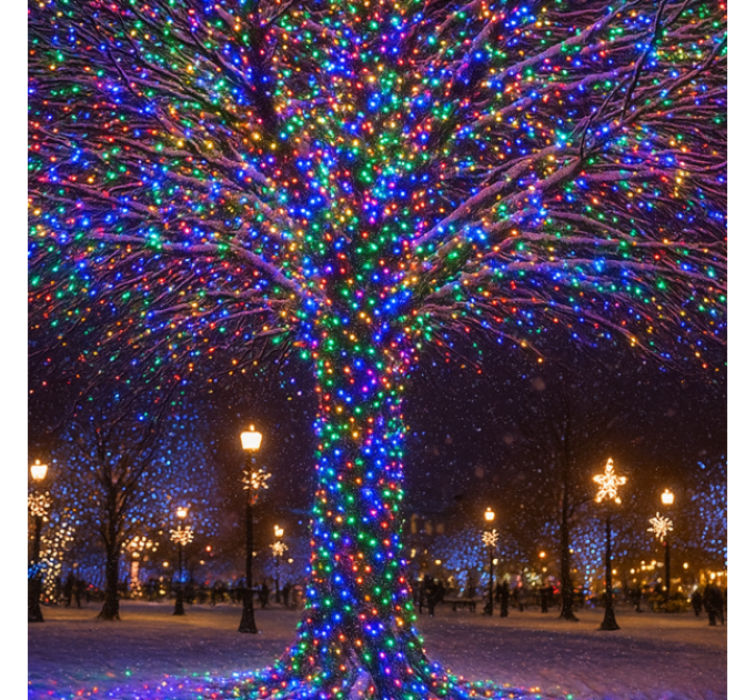 Гірлянда Нитка вулична 1000 LED 100 м біла, мультиколор