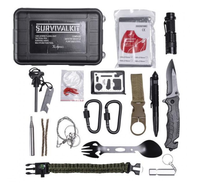 Туристичний набір для виживання 16 в 1 у пластиковому кейсі