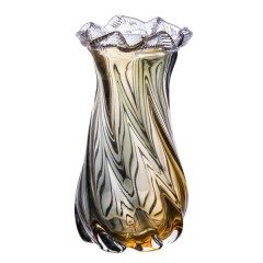 Ваза ручной работы Lilly стеклянная 21 см, желто-серый