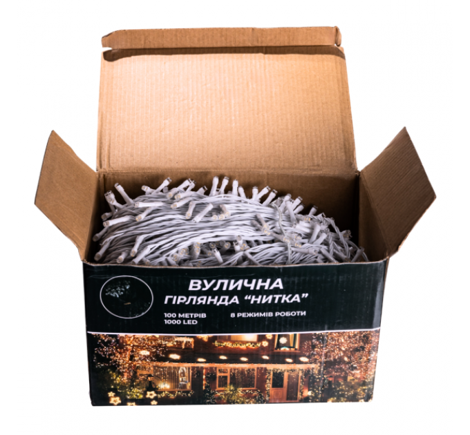 Гірлянда Нитка вулична 1000 LED 100 м біла, білий